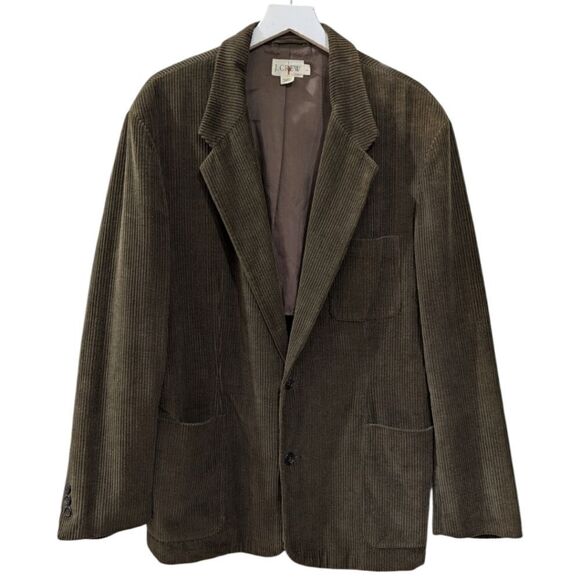 Vintage 90s J. Crew Mens L Olive Green 100% Cotton Corduroy Two Button Sportcoat - Picture 1 of 6